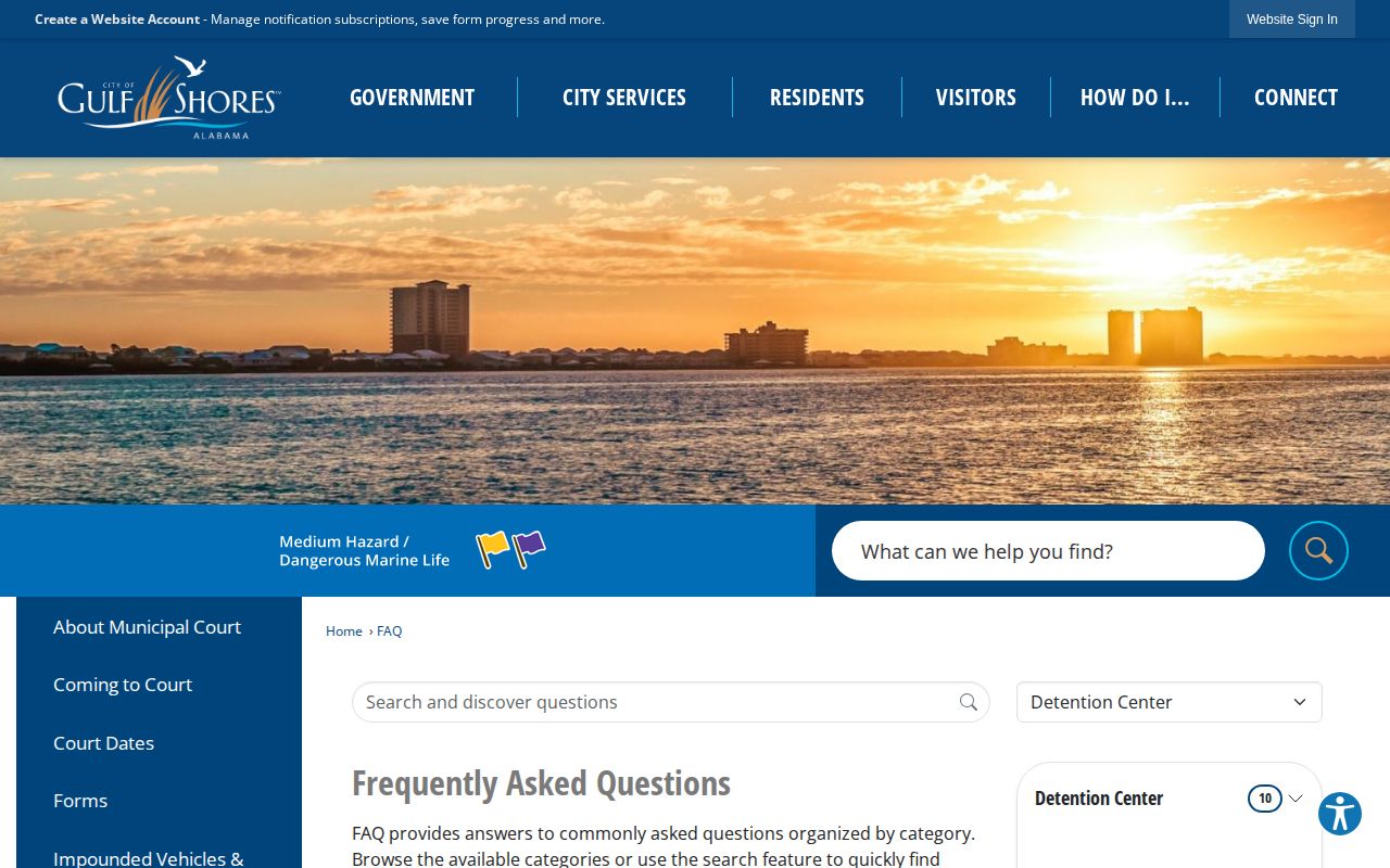 Gulf Shores Detention Center release and municipal court records in Baldwin County