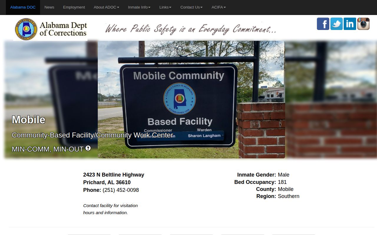 Mobile Community Based Facility ADOC release status for Baldwin County placements