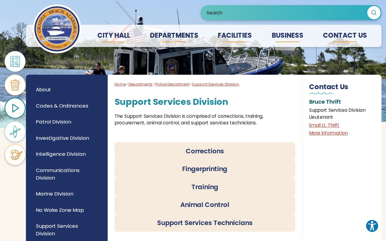 Orange Beach City Jail municipal release lookup in Baldwin County